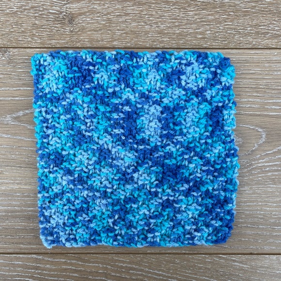 Set of 3 Handmade Multi Blue Shade Dishcloths - Picture 6 of 8